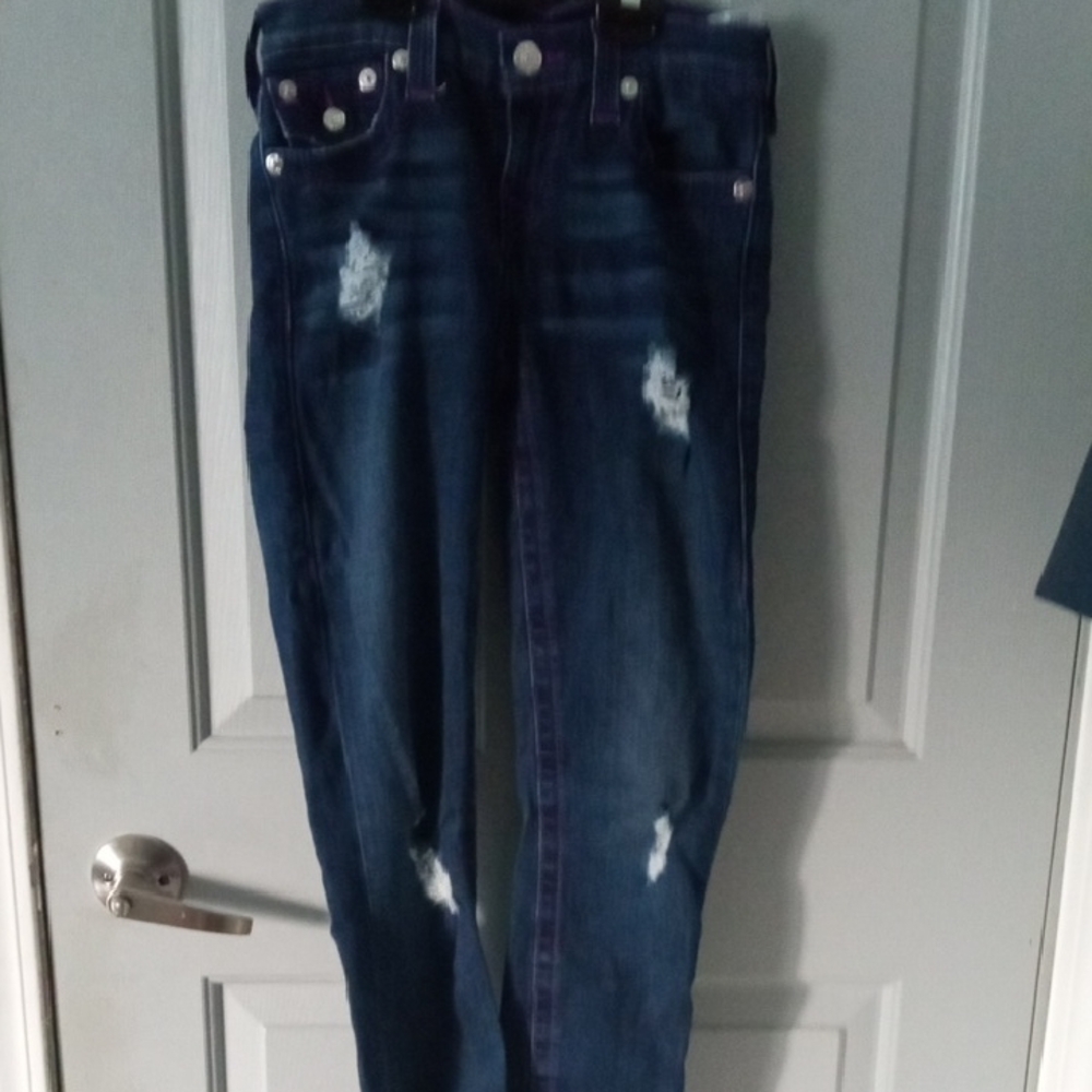 True Religion Dark Blue Distressed Skinny Jeans